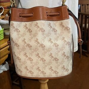 Coach Tan and Brown Shoulder Bag